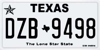 TX license plate DZB9498