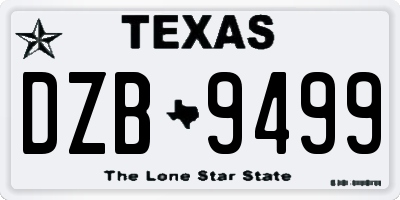 TX license plate DZB9499