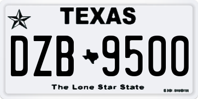 TX license plate DZB9500