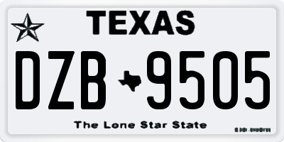 TX license plate DZB9505