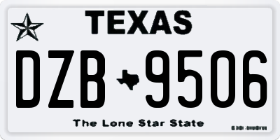 TX license plate DZB9506