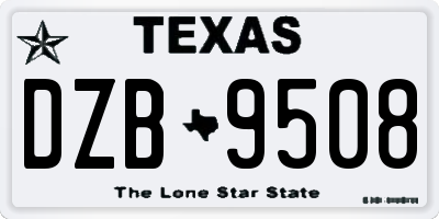 TX license plate DZB9508