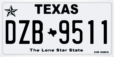 TX license plate DZB9511