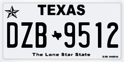 TX license plate DZB9512
