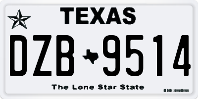TX license plate DZB9514