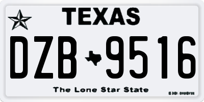 TX license plate DZB9516