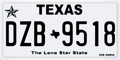 TX license plate DZB9518