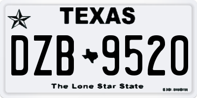 TX license plate DZB9520