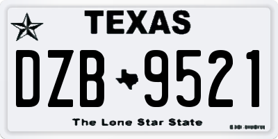 TX license plate DZB9521