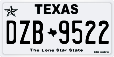 TX license plate DZB9522