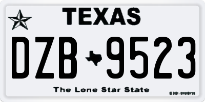 TX license plate DZB9523