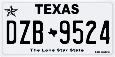 TX license plate DZB9524