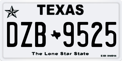 TX license plate DZB9525