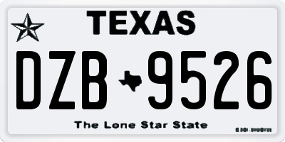 TX license plate DZB9526