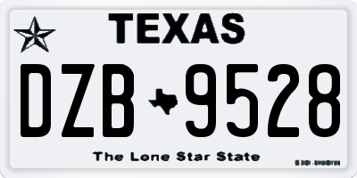 TX license plate DZB9528