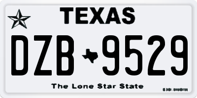 TX license plate DZB9529