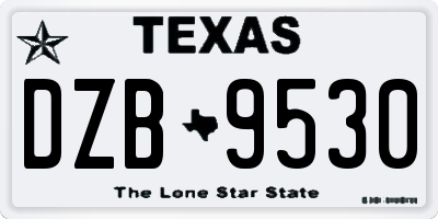 TX license plate DZB9530