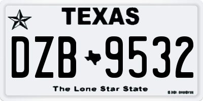 TX license plate DZB9532