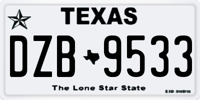 TX license plate DZB9533