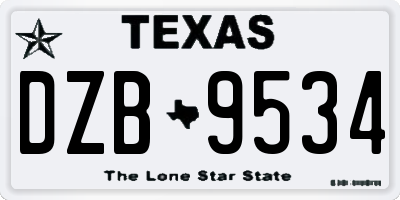 TX license plate DZB9534