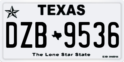 TX license plate DZB9536