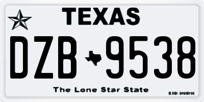 TX license plate DZB9538