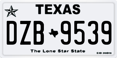 TX license plate DZB9539