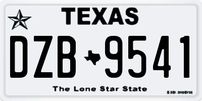 TX license plate DZB9541