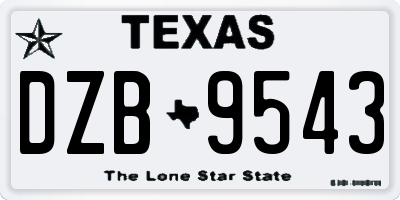 TX license plate DZB9543
