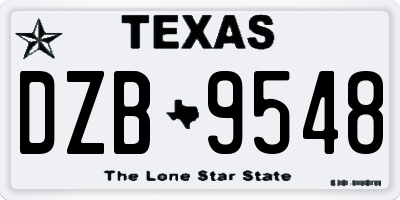 TX license plate DZB9548