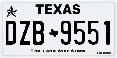 TX license plate DZB9551