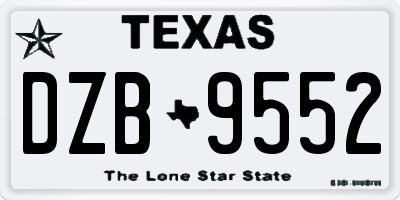 TX license plate DZB9552