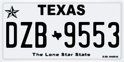 TX license plate DZB9553