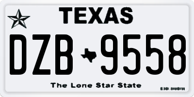 TX license plate DZB9558