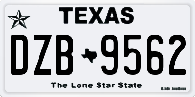 TX license plate DZB9562