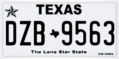 TX license plate DZB9563