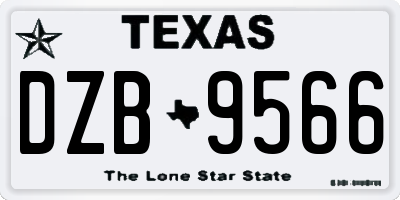 TX license plate DZB9566