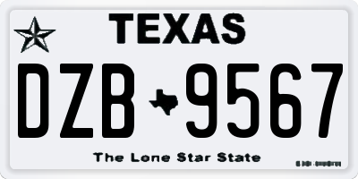 TX license plate DZB9567