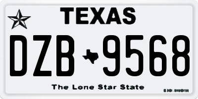 TX license plate DZB9568