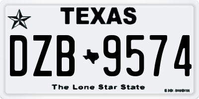 TX license plate DZB9574