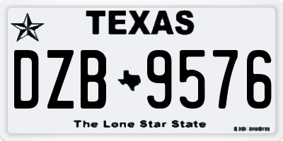 TX license plate DZB9576