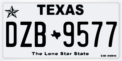 TX license plate DZB9577