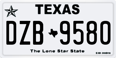 TX license plate DZB9580