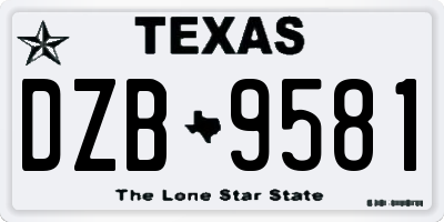 TX license plate DZB9581