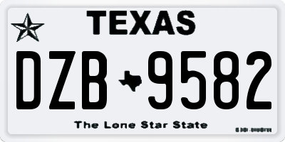 TX license plate DZB9582