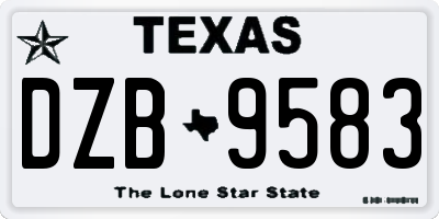 TX license plate DZB9583