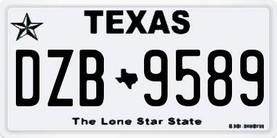 TX license plate DZB9589