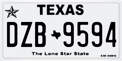 TX license plate DZB9594