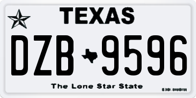 TX license plate DZB9596