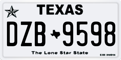 TX license plate DZB9598
